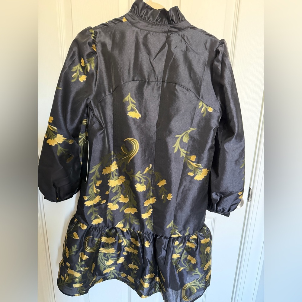 Tuckernuck Navy Blue Long Sleeve Floral Mini Dress with Yellow Print - Picture 8 of 9